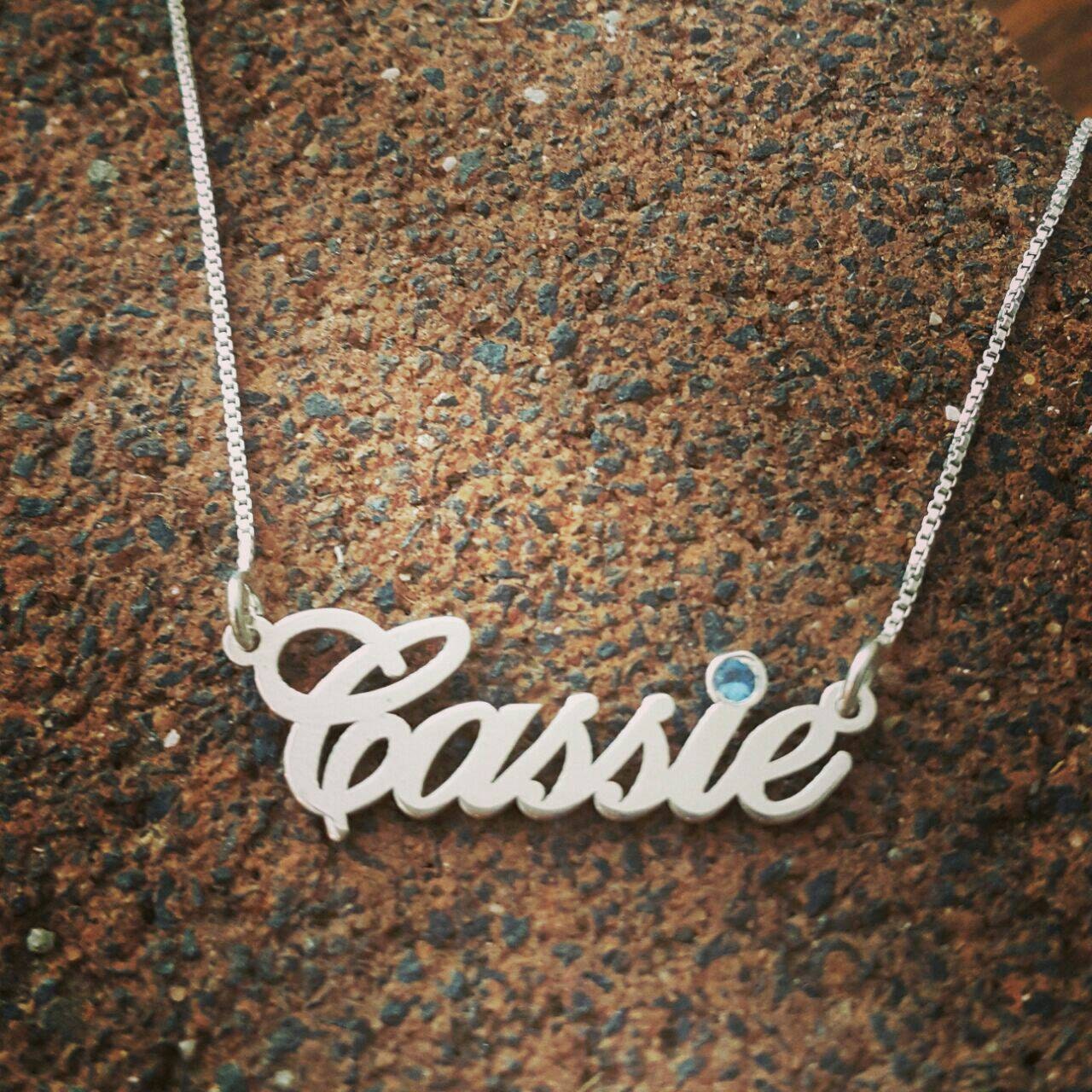 Sterling silver name necklace with birthstone Clearance