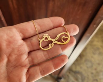 Colgante conmemorativo para mascotas con forma de pata y corazón infinitos