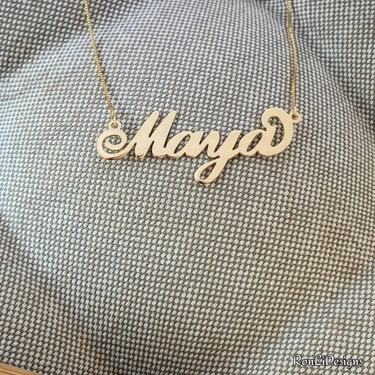 Real Gold Chain With Name Solid 14k Yellow Gold Audrey Style Etsy