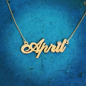 Personalized 18k Gold Plated Name Necklace with Birthstone for Birthday