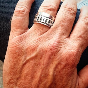 Personalized Gothic Name Ring: Old English Font, Custom Unisex Band