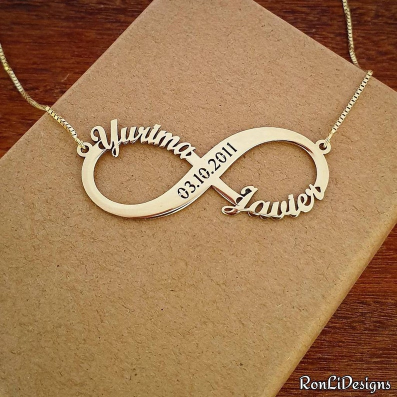 Infinity Necklace Solid 14 Karat WHITE 