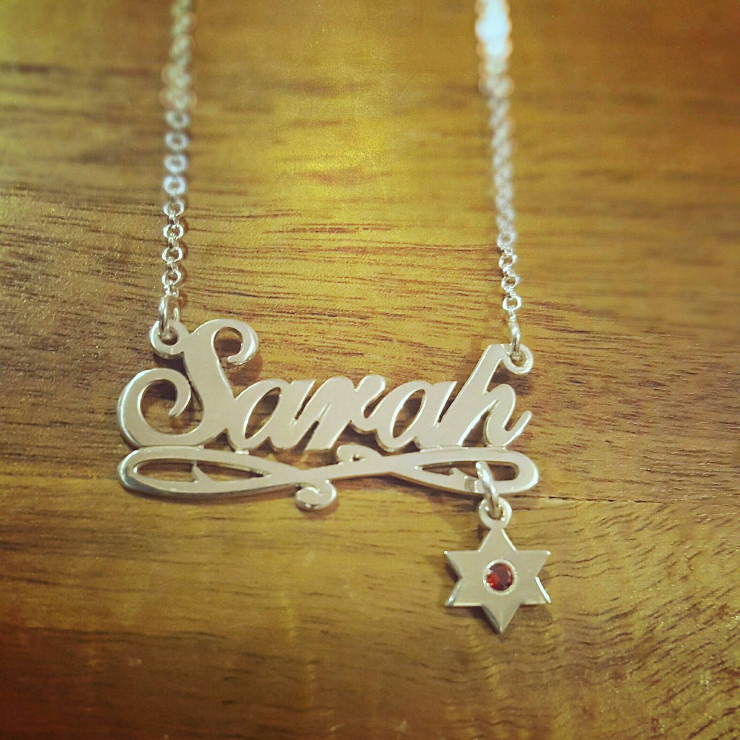Star of David Pendant With Name Sarah 