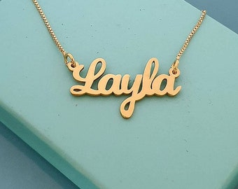 Name Necklace Personalized Gold Layla Style