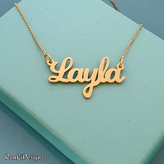 Name Necklace Personalized Gold Layla Style Etsy UK