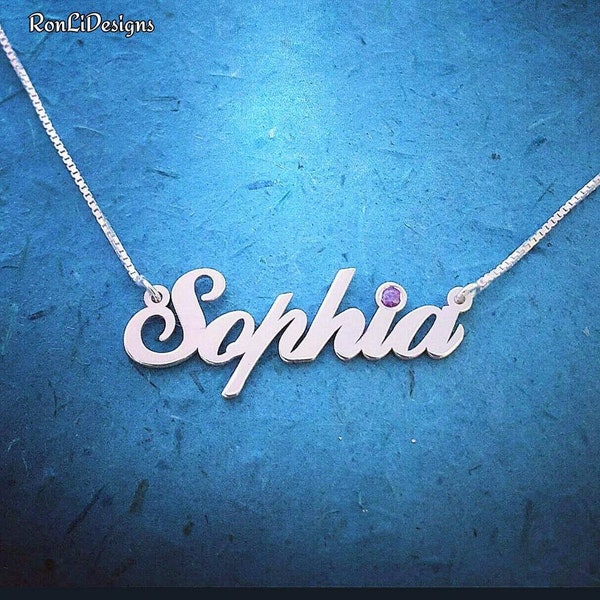 14k Gold Name Necklace White Gold Etsy