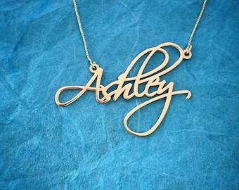 18k Gold Plated Name Necklace: Personalized Ashley Style
