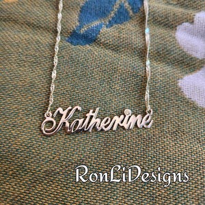 Sterling Silver Name Necklace: Katherine Style Personalized Birthstone Jewelry