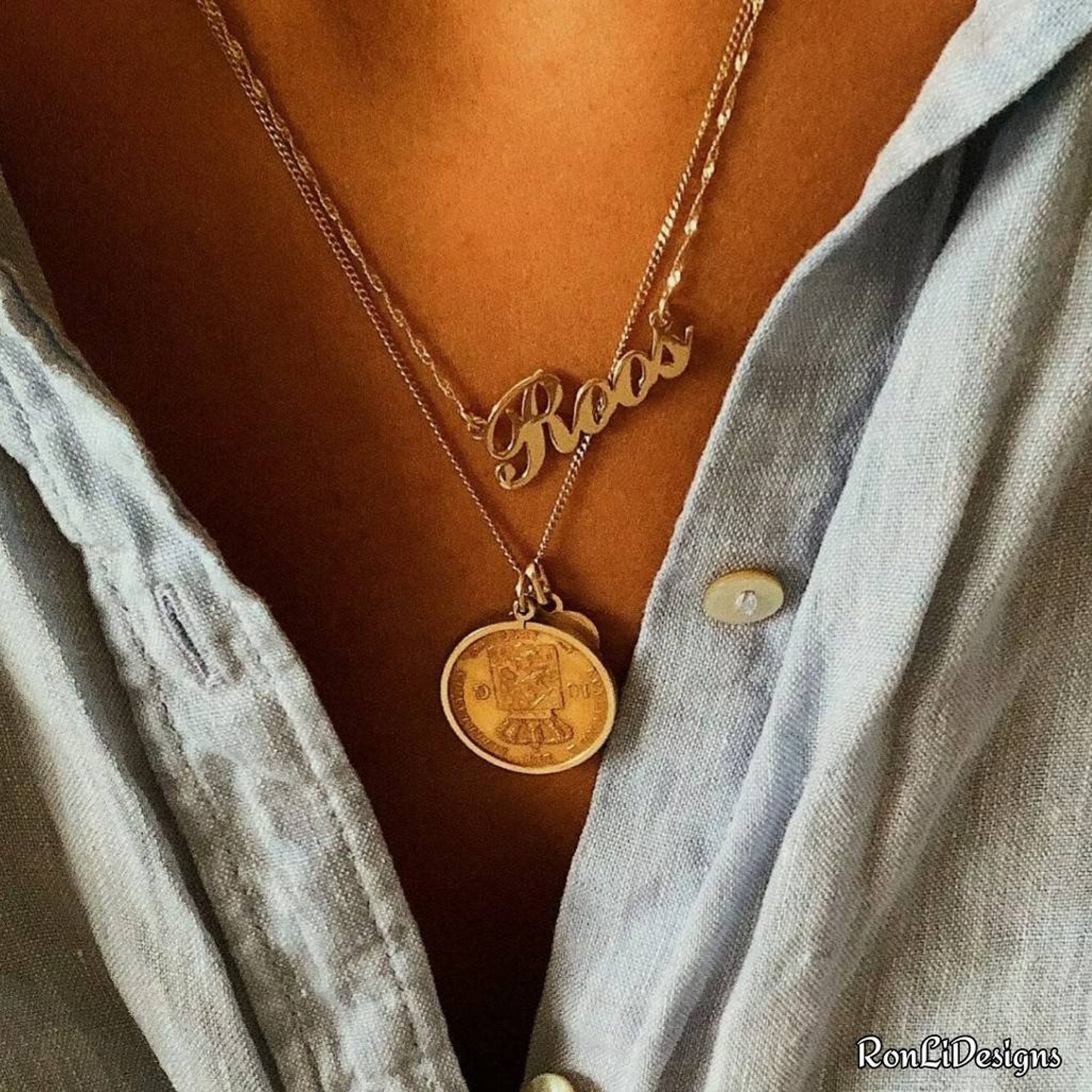 Real Gold Chain With Name Solid 14k Yellow Gold Audrey Style Etsy