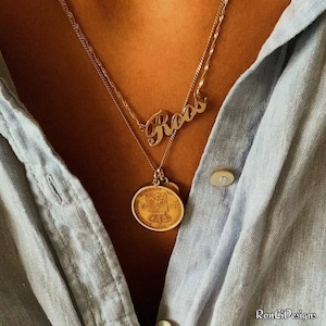 Carrie Style Necklace with my Name Solid Real 14 karat Gold
