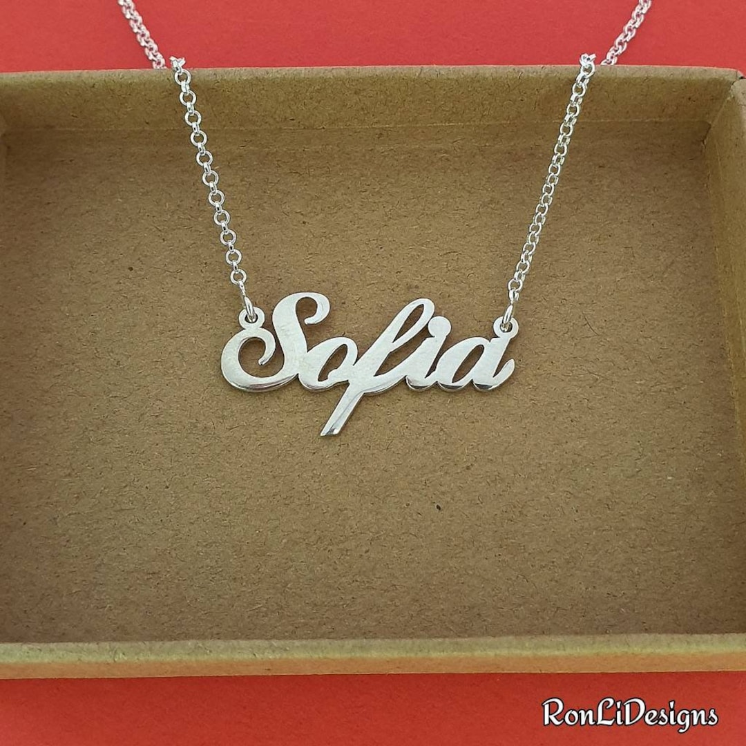 Tiny Name Necklace Sterling Silver Sophia Sofia Style Small
