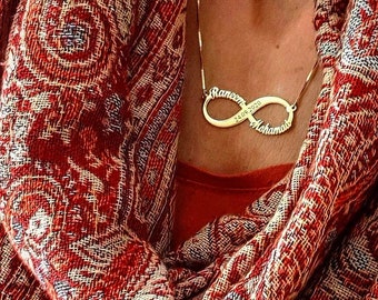 Personalized Infinity Pendant Chain Name Necklace Solid 14k Gold