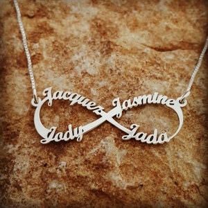 Solid 14k White Gold Personalized Infinity Necklace