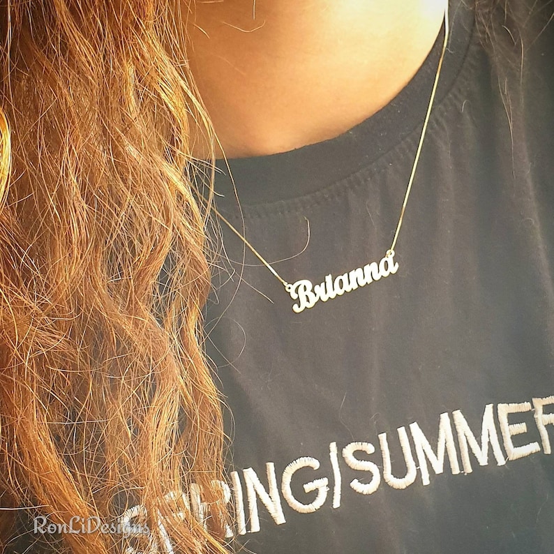 14k White Gold Name Necklace / My Name Necklace / Personalized Etsy