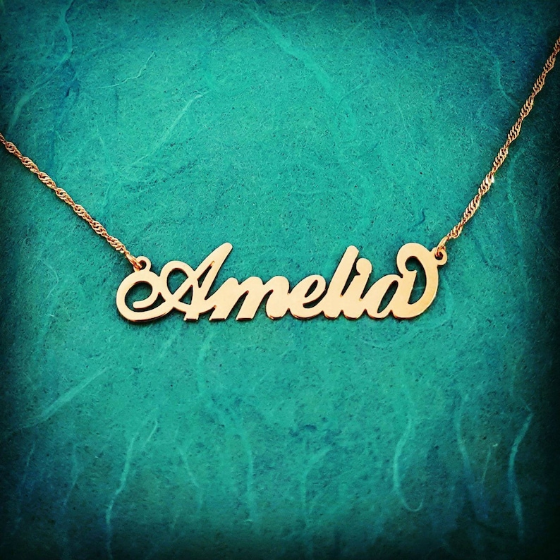 Real Gold Chain With Name Solid 14k Yellow Gold Audrey Style Etsy