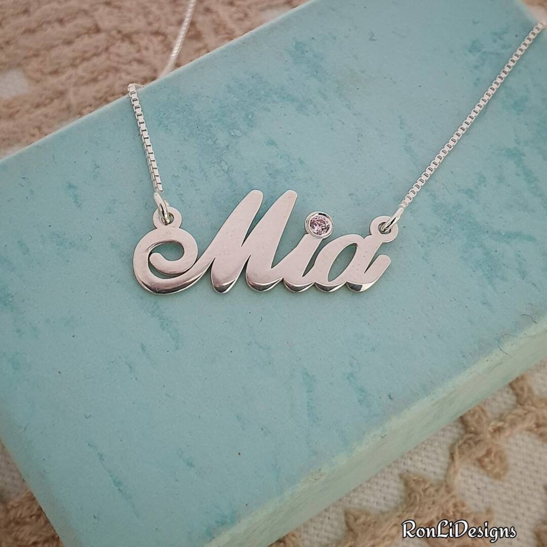 Buy Necklace With a Name Real Silver Birthstone Accent Mila Kristin Mia  Style ORDER ANY NAME! Online in India