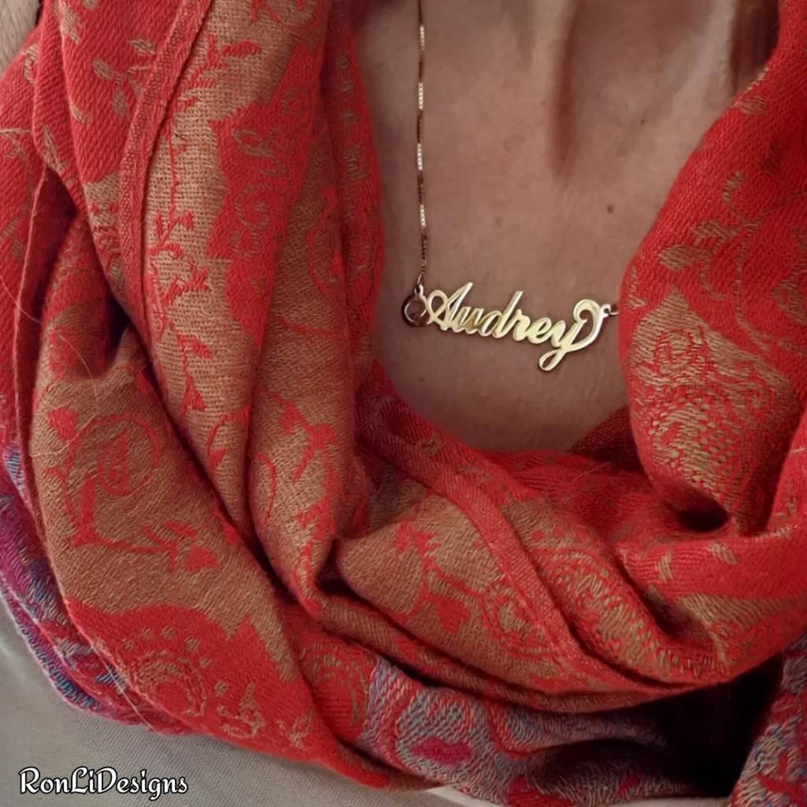 Real Gold Chain With Name Solid 14k Yellow Gold Audrey Style Etsy