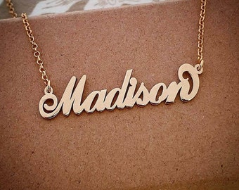 Gold Name Necklace 18k Gold Plated ANY NAME Madison Style Name Necklace Custom-made