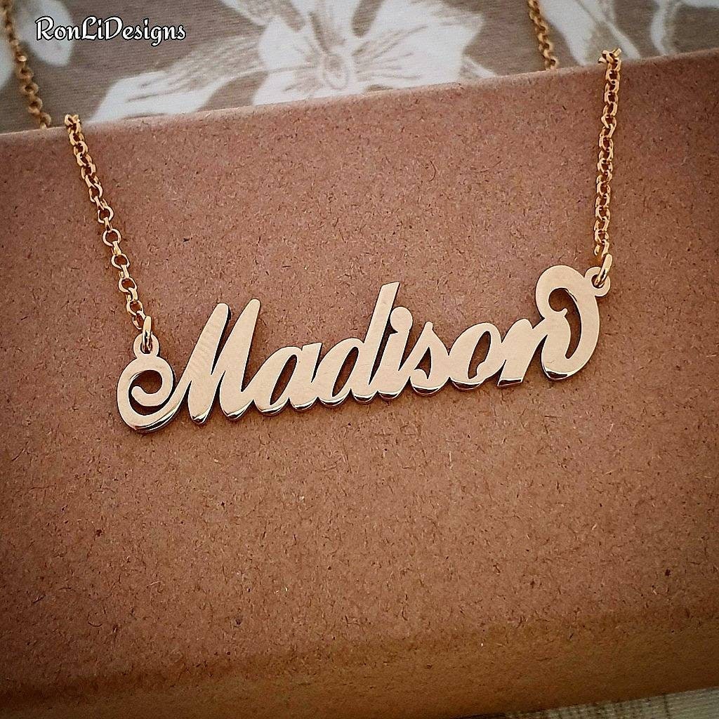 Gold Name Necklace 18k Gold Plated ANY NAME Madison Style Name