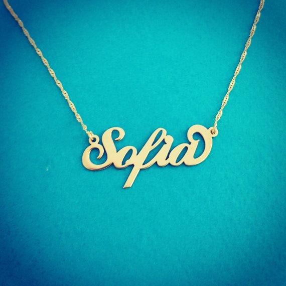 14k Gold Name Necklace Personalized Name Chain Solid 14k Etsy
