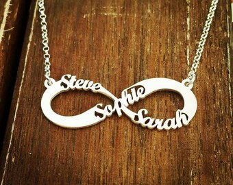 Personalized Sterling Silver Infinity Name Necklace: Family Keepsake
