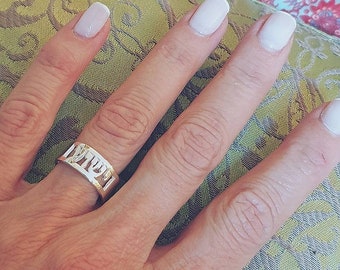 Personalized Hebrew Name Ring - Solid Sterling Silver Band
