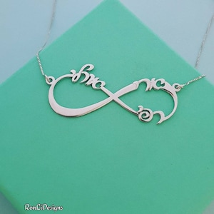 Hebrew Infinity Name Necklace Handwriting Font Ktav Yad Solid sterling Silver 925