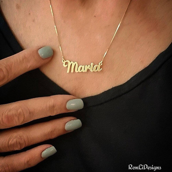 Gold Name Necklace Maria Style • ORDER ANY NAME • Personalized 18k Gold Plated