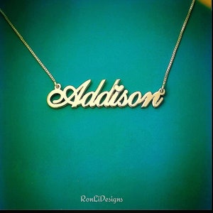 Solid 14k Real Gold Name Necklace Addison Style - Etsy