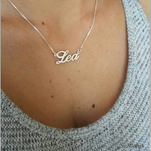Dainty Small 14k White Gold Name Necklace