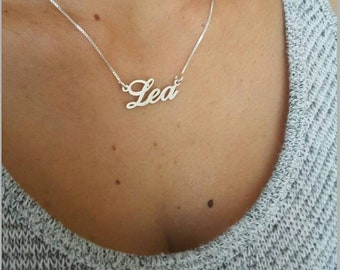 14k White Gold Name Necklace /  14 ct WHITE Gold Solid Gold Name Necklace / Nameplate Necklace in Solid 14ct Gold / White Gold Chain