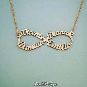 14k Gold Personalized Infinity Name Necklace: Family Keepsake