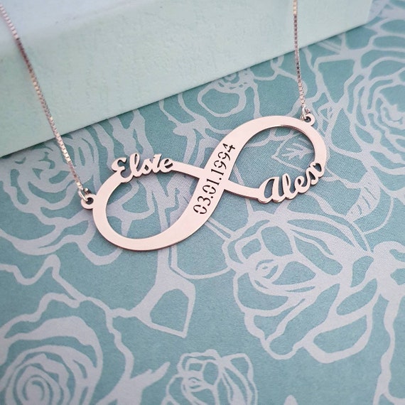 Infinity Necklace Solid 14 Karat WHITE 