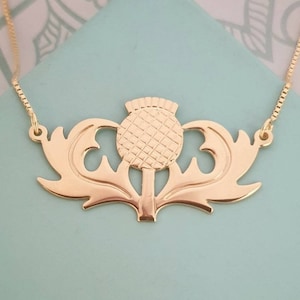 Collier pendentif emblème fleur chardon écossais et chaîne / Pendentif chardon écossais en argent Pendentif chardon écossais en or et chaîne