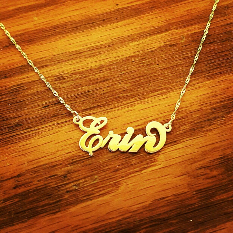 14k Gold Name Necklace / Personalized Name Chain / Solid 14k Etsy