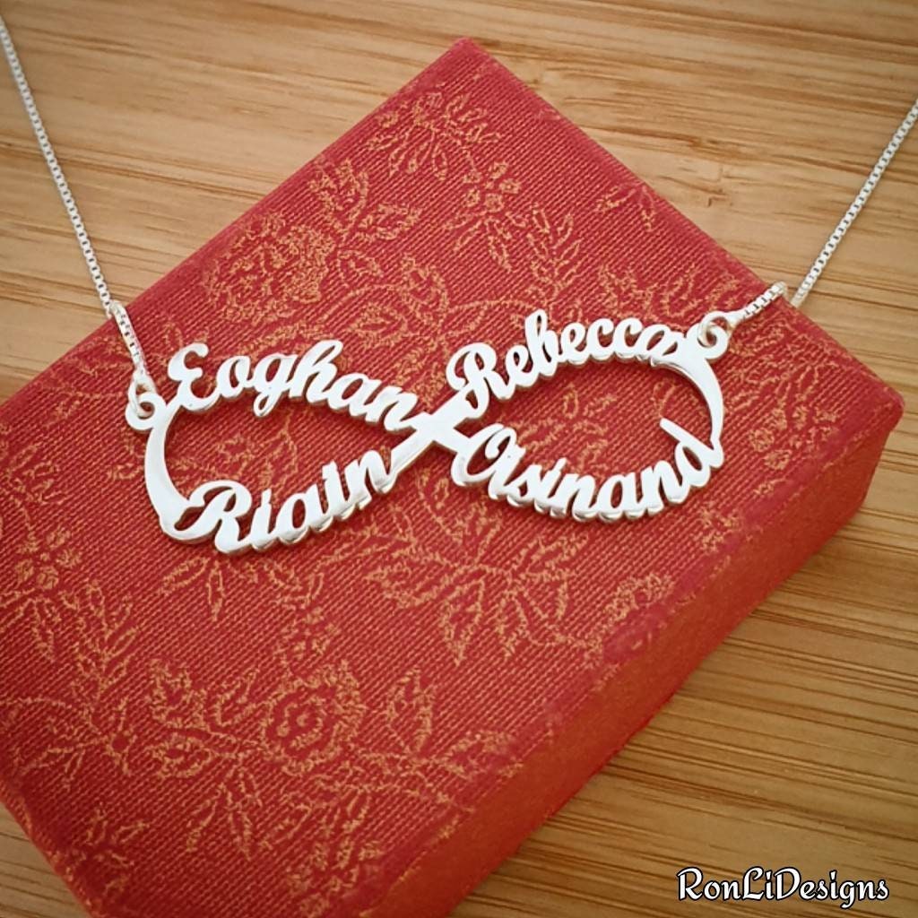 Discover Personalized Infinity necklace 4 Name Necklace, Gift for Her