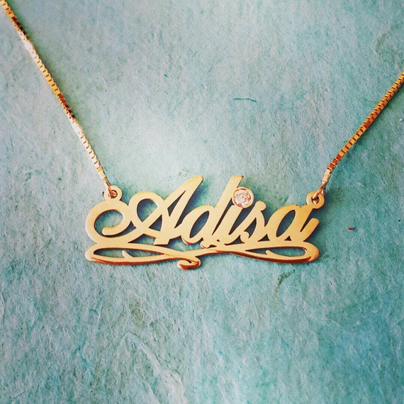Name Necklace Gold Rebecca Style 