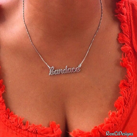 Customized Name Necklace Candace Tiffany Maria Style in Solid