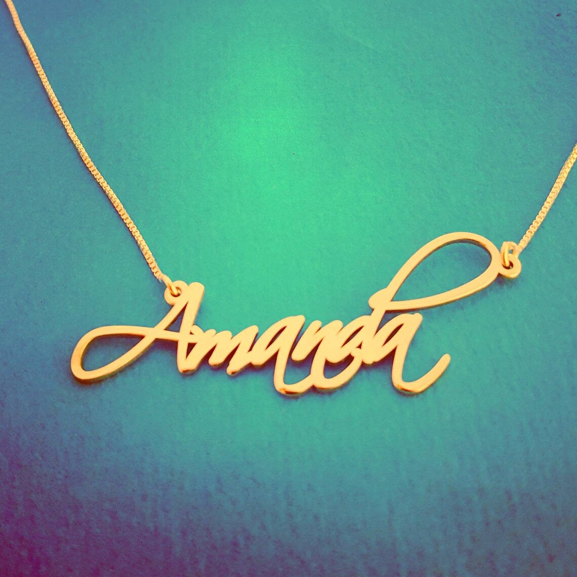 Script Name Necklace Real Gold Solid 14 Karat Hold Name Tag Etsy