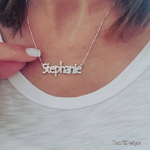 Stephanie Style Name Necklace Sterling Silver 925 18k Gold Plated ANY name necklace! Birthday Gift for Girl Adorable font