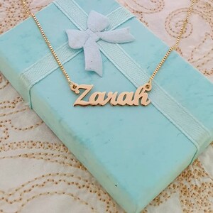 Solid 14k Real Gold Name Necklace Small Tiny Nameplate Pendant Chain Personalized