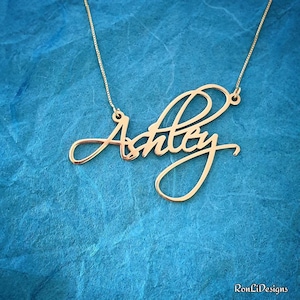 Name Necklaces Gold Ashley Style Handwriting Font