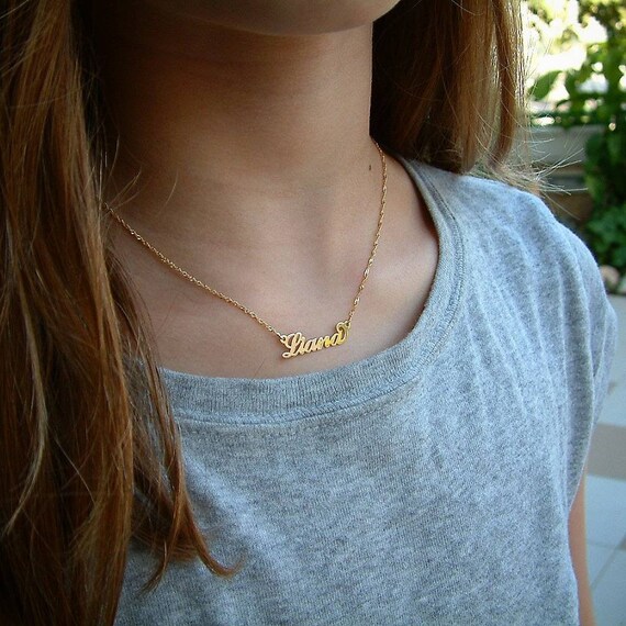 Name Necklace Small Gold Chain Real 