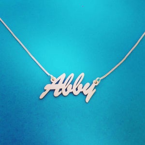 Sterling Silver Personalized Handwriting Font Abby Style Necklace