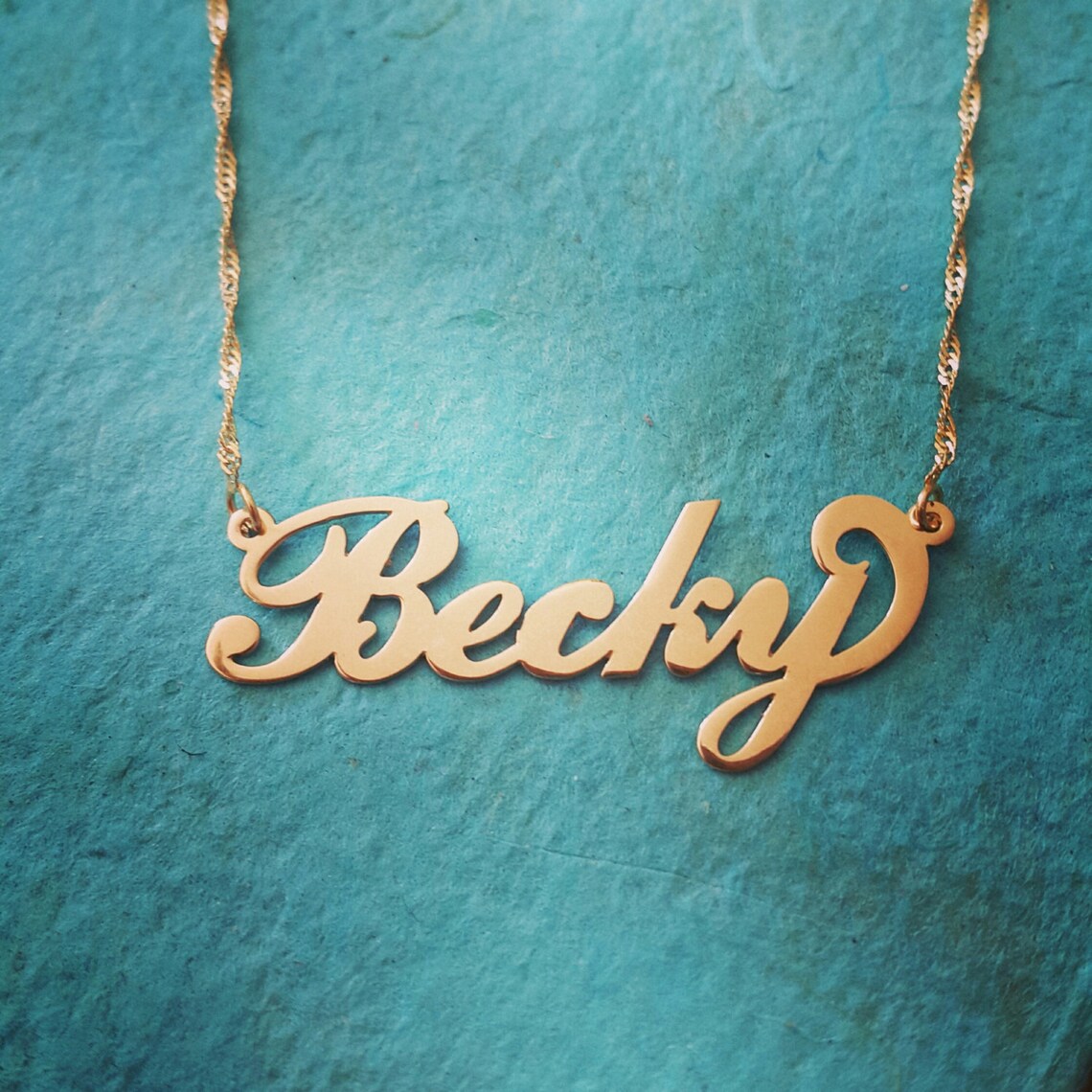 14 Karat Gold Name Necklace REAL GOLD Nameplate Necklace Etsy