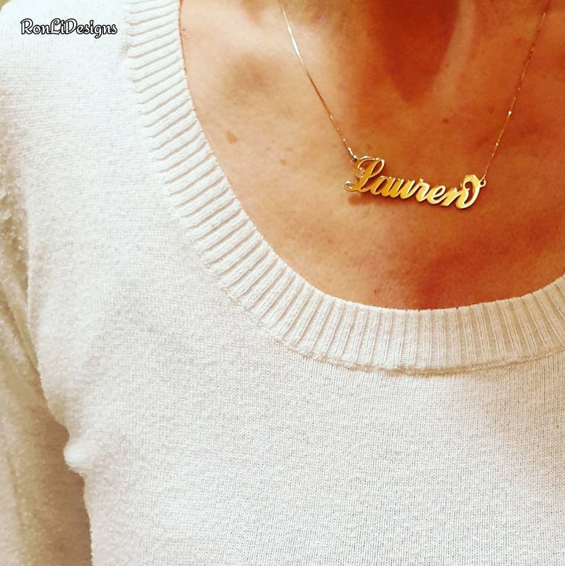 Gold Name Necklace Personalized Name Chain solid 14k Gold Etsy