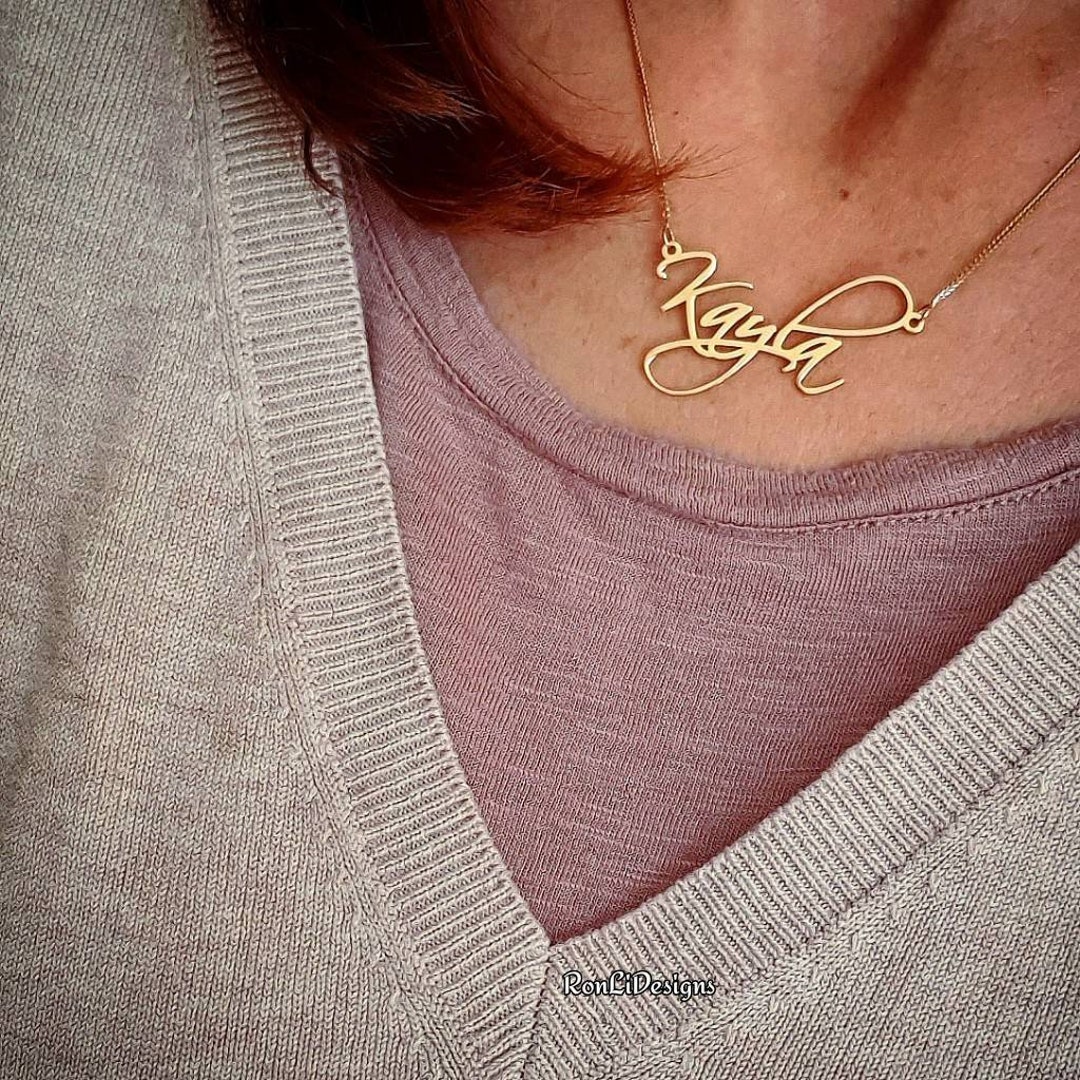 Personalized Gold Name Necklace 14k Gold Nameplate Necklace With My