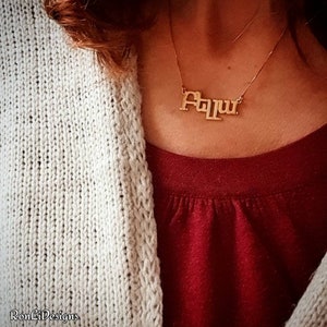 Armenian Name Necklace Personalized Real 14k Solid Gold