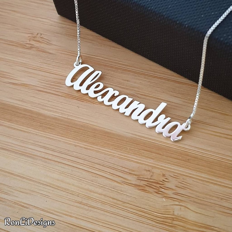 14k White Gold Name Necklace / My Name Necklace / Personalized Etsy