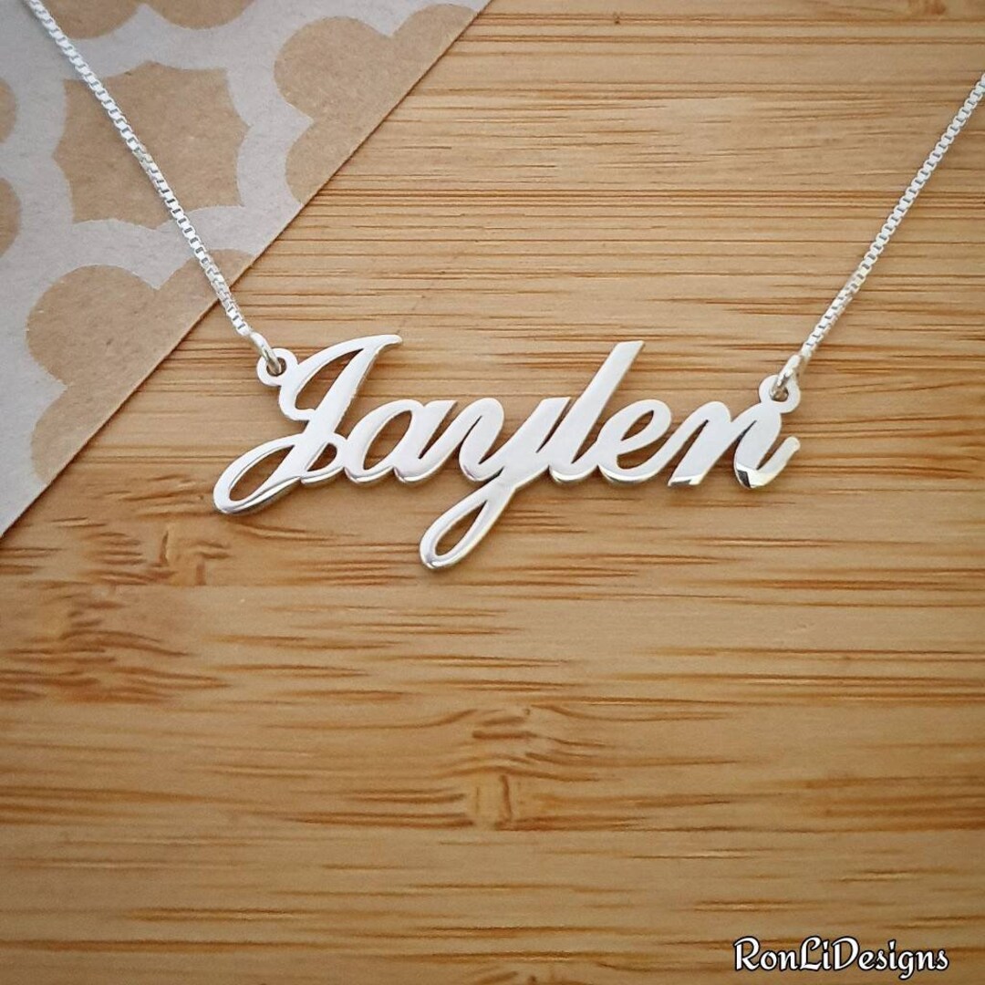 Jaylen In Cursive Personalized Sterling Silver Name Necklace: Cursive Script Jaylen ...